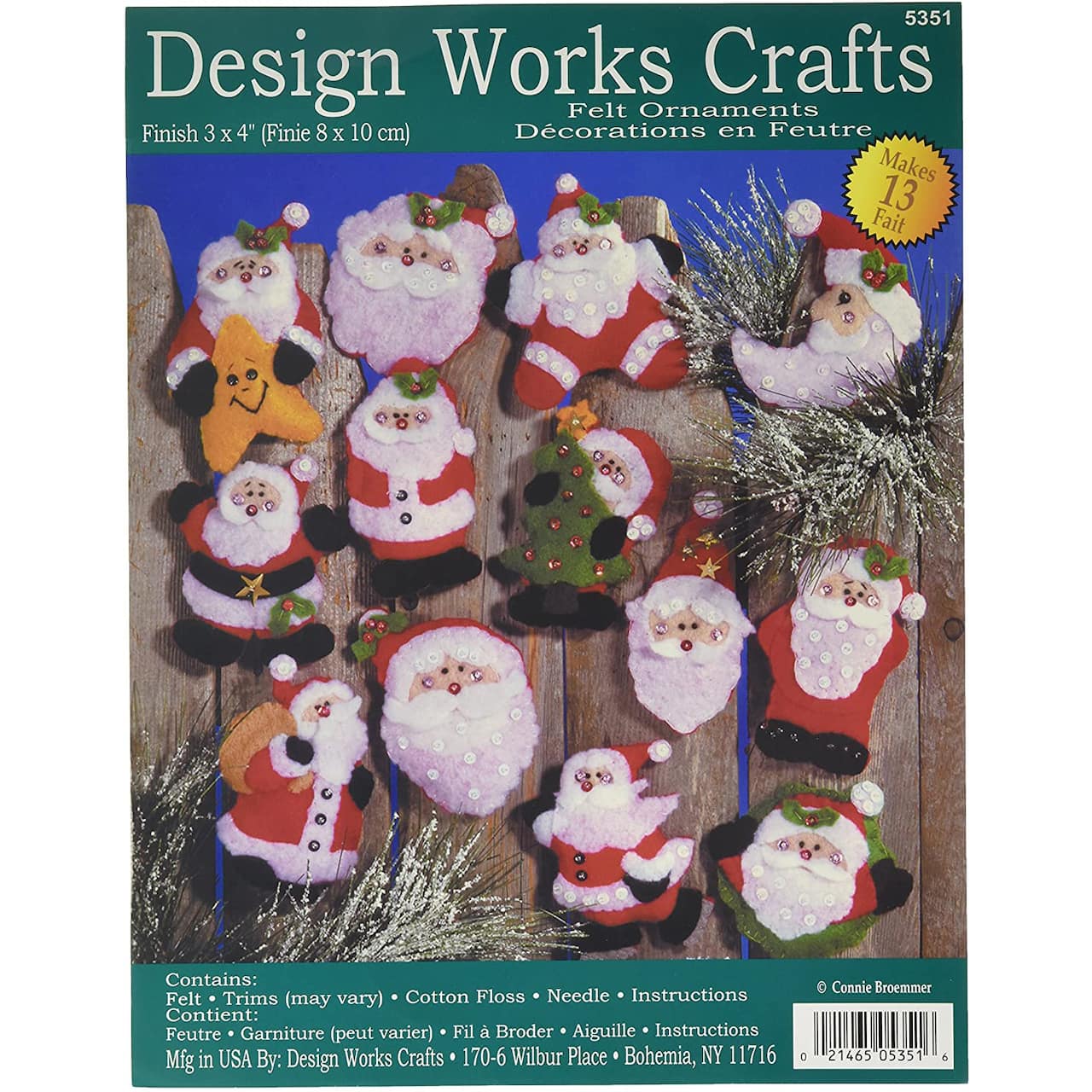 Design Works&#x2122; Lots of Santas Felt Ornament Applique Kit